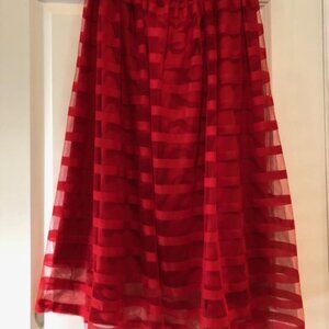 Red Striped A-Line Women's Skirt
